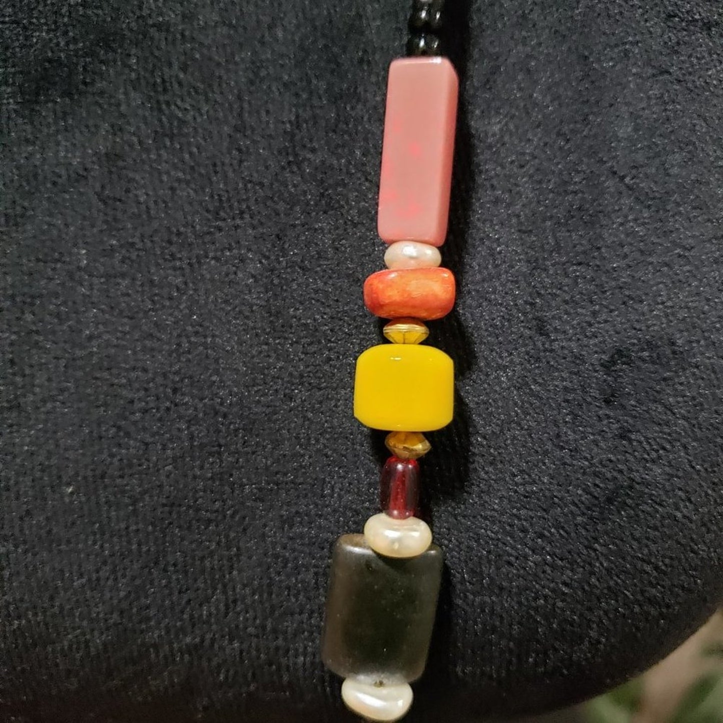 Womens Fashion Multicolor Stone Woven Seed Bead Long Necklace Jewelry Adjustable