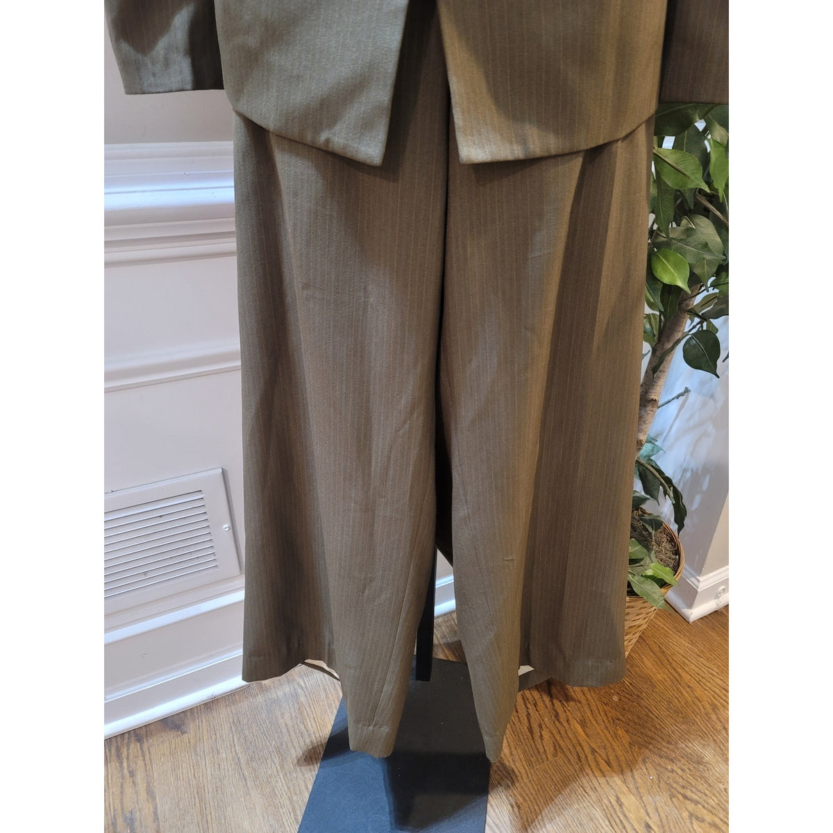 Evan Picone Pants Suit Womens SZ 20W Brown Pinstripe 3-Button Blazer Welt Pocket