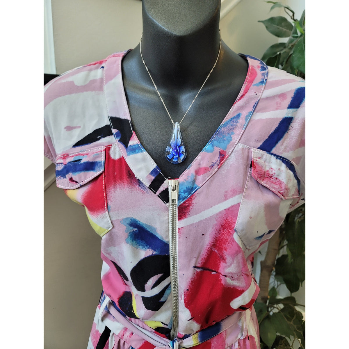 New York & Company Abstract Print Jumpsuit Women's Size Small Multicolor