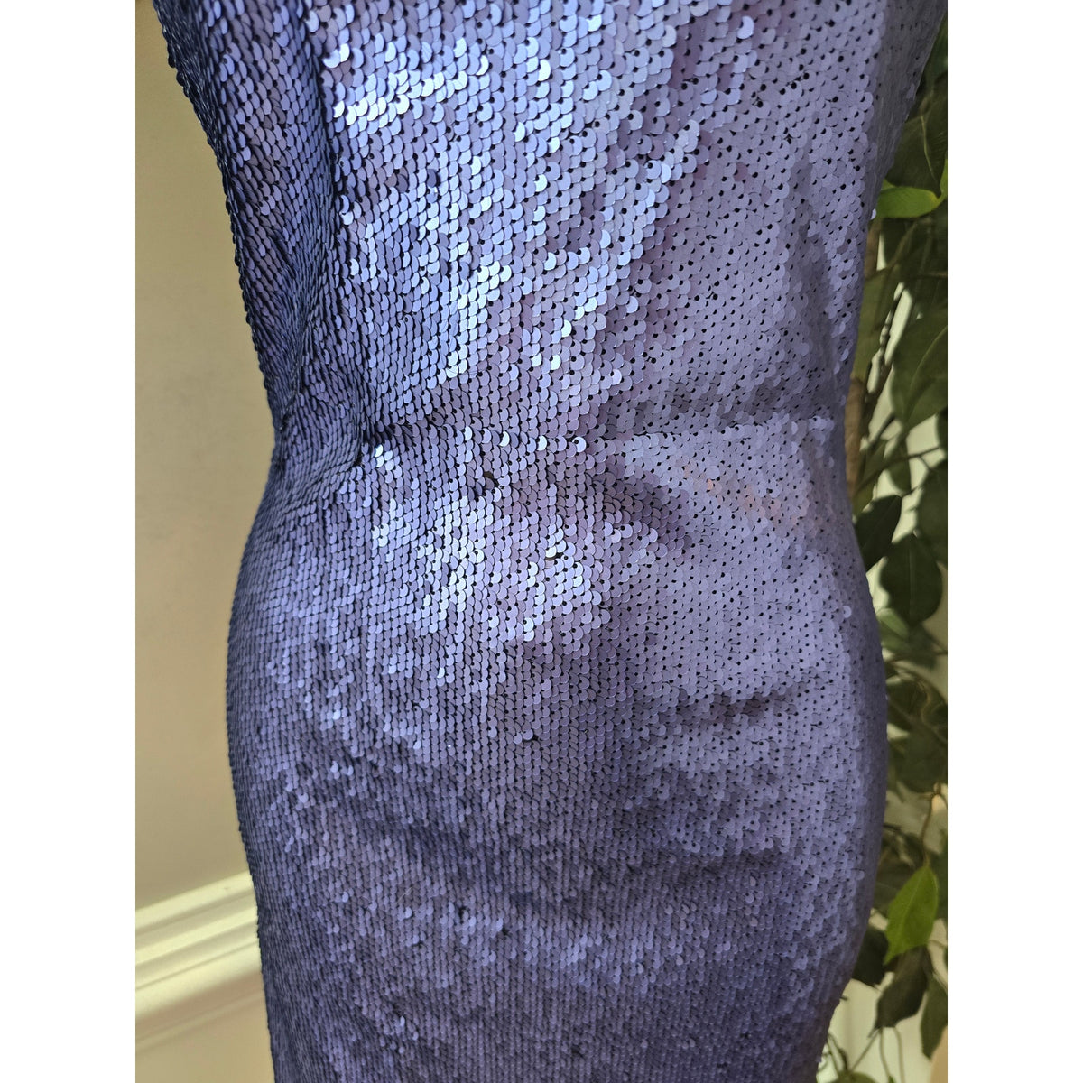 Quii Bodycon Dress Women's Small Purple Sequin Open Back Criss-Cross Straps