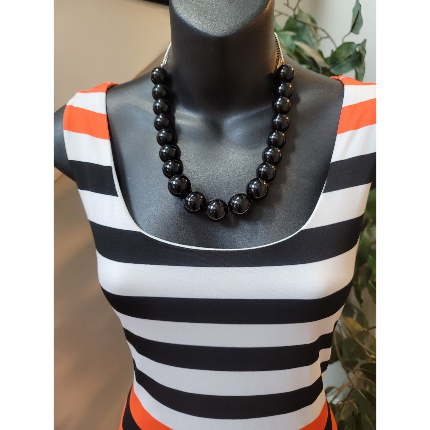 Jessica Howard Maxi Dress Women’s Small Black Orange White Striped Sleeveless