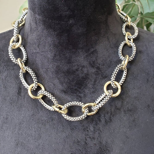 Womens Gold & Silver Tone Gothic Heavy Chain Necklace Jewelry with Lobster Clasp
