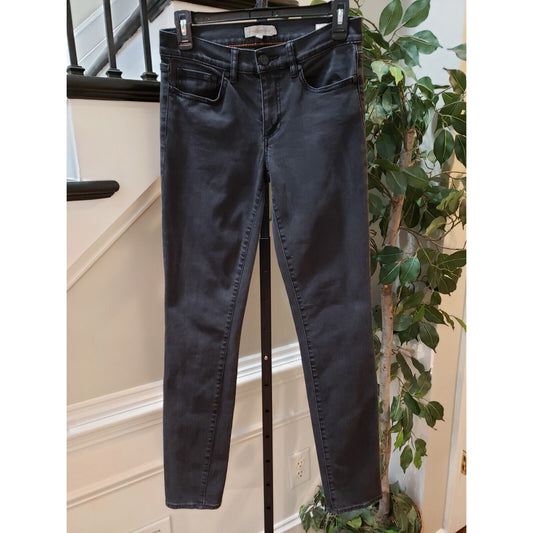 Tory Burch Women Black Solid Cotton Pull On Belt Loops Super Skinny Jean Size 27