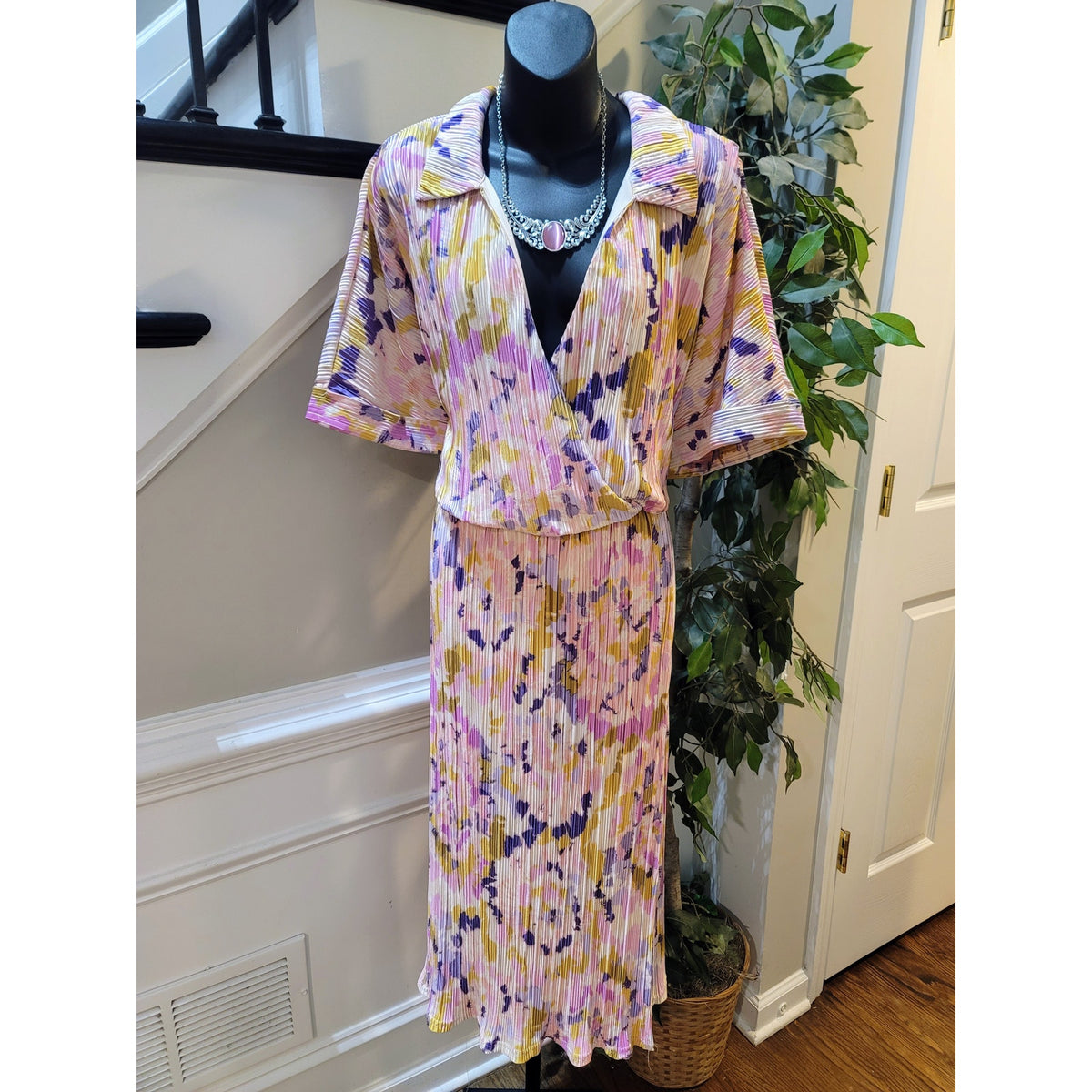 Madison+Hudson Maxi Dress Women's 3x Multicolored 100% Polyester Long Sleeve