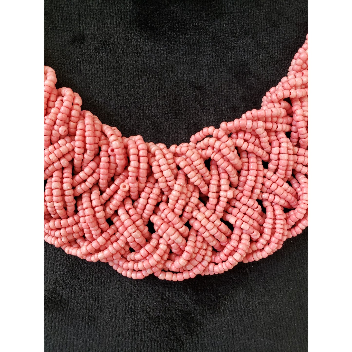 Womens Braided Coral Seed Bead Chunky Torsade Collar Necklace Jewelry w/ Lobster