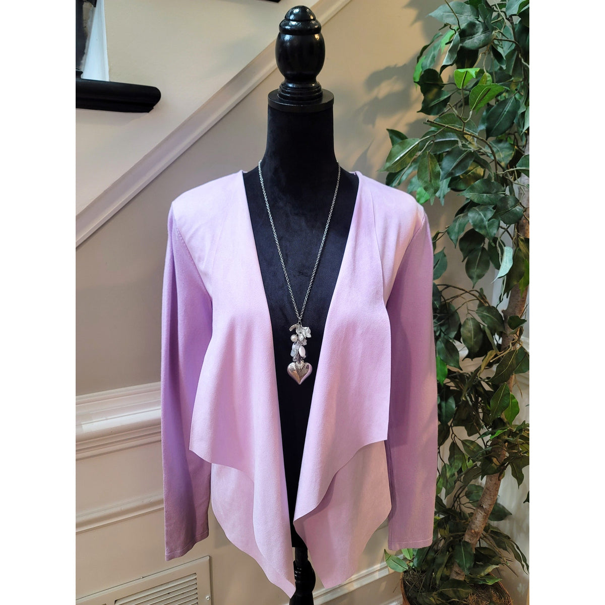 International Concepts Draped Jacket Womens Medium Purple Open Front Long Sleeve