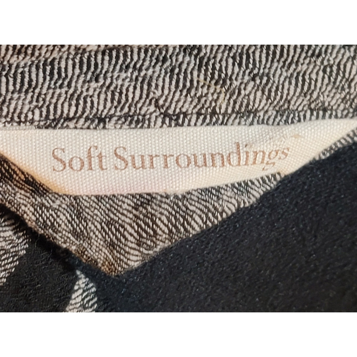 Soft Surroundings Pullover Sweater Womens SZ XL Black/Gray Cowl Neck Zip Pocket