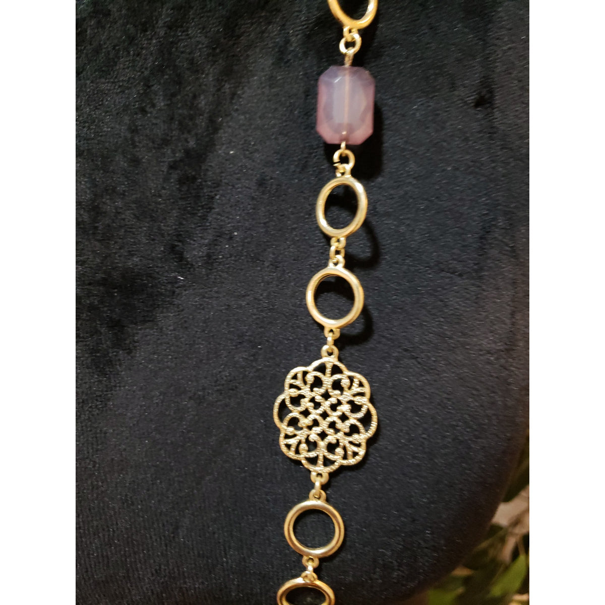 Womens Gold Tone Open Link Long Necklace with Lobster Clasp