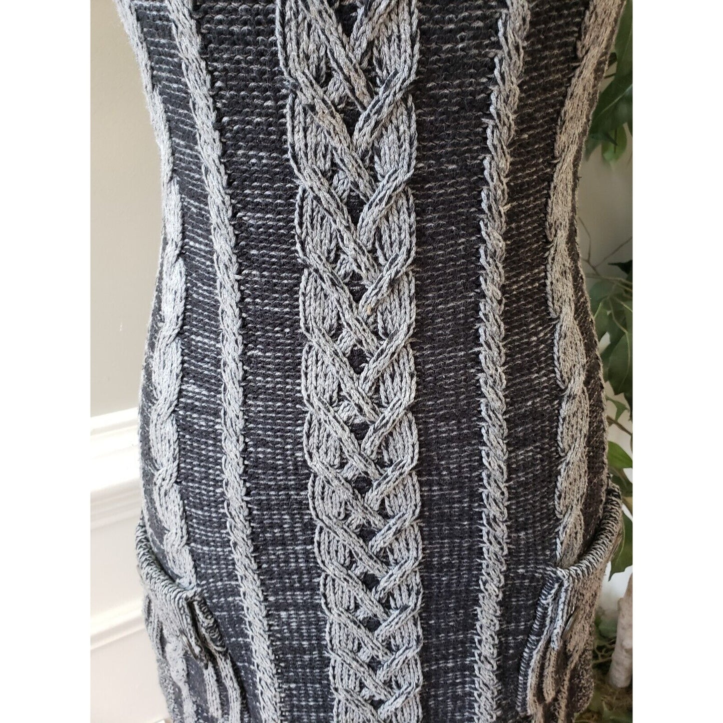 Style & Co. Women's Black Striped Cotton Round Neck Sleeveless Sweater Dress PL