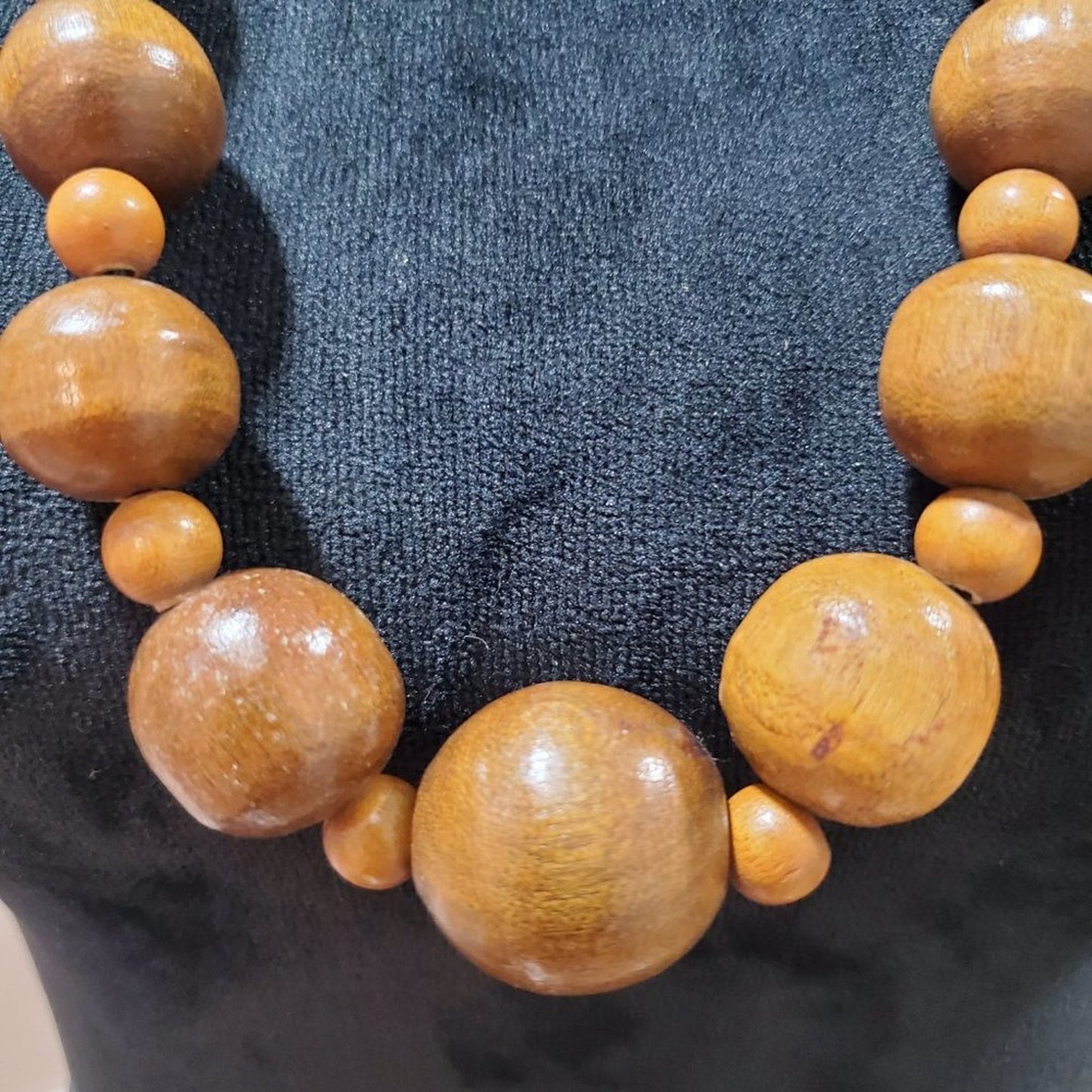 Womens Fashion Large Tibetan Amber Wood Bead Collar Long Necklace Jawelry