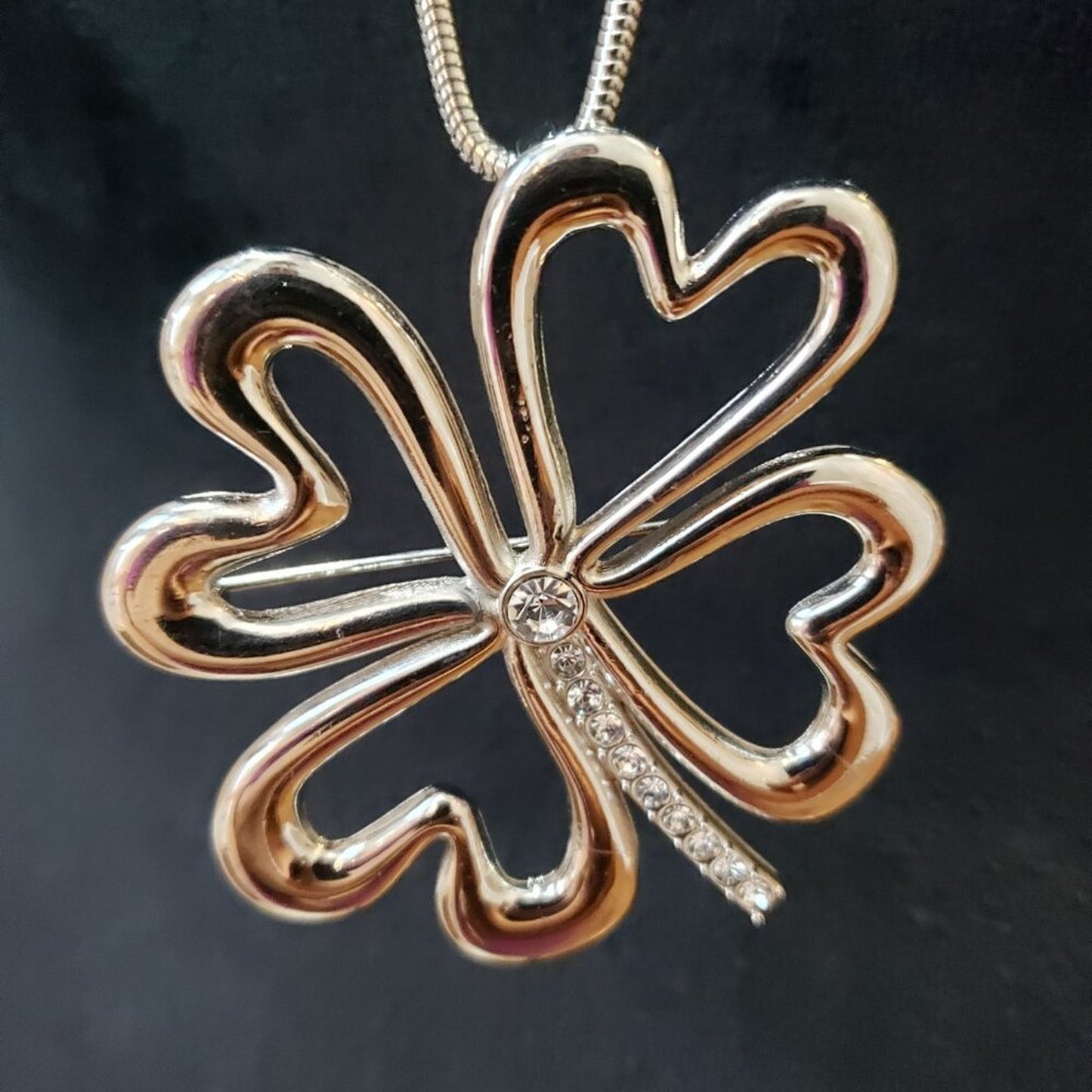 Women's Gold Tone Rhinestone Alloy Irregular Flower Snake Chain Pendant Necklace
