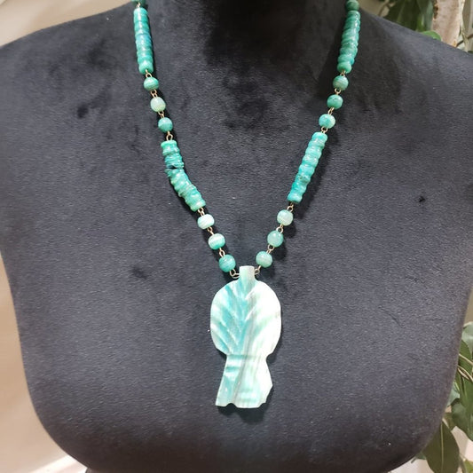 Womens Fashion Ocean Turquoise Color Necklace Chunky Beaded Pendant Necklace