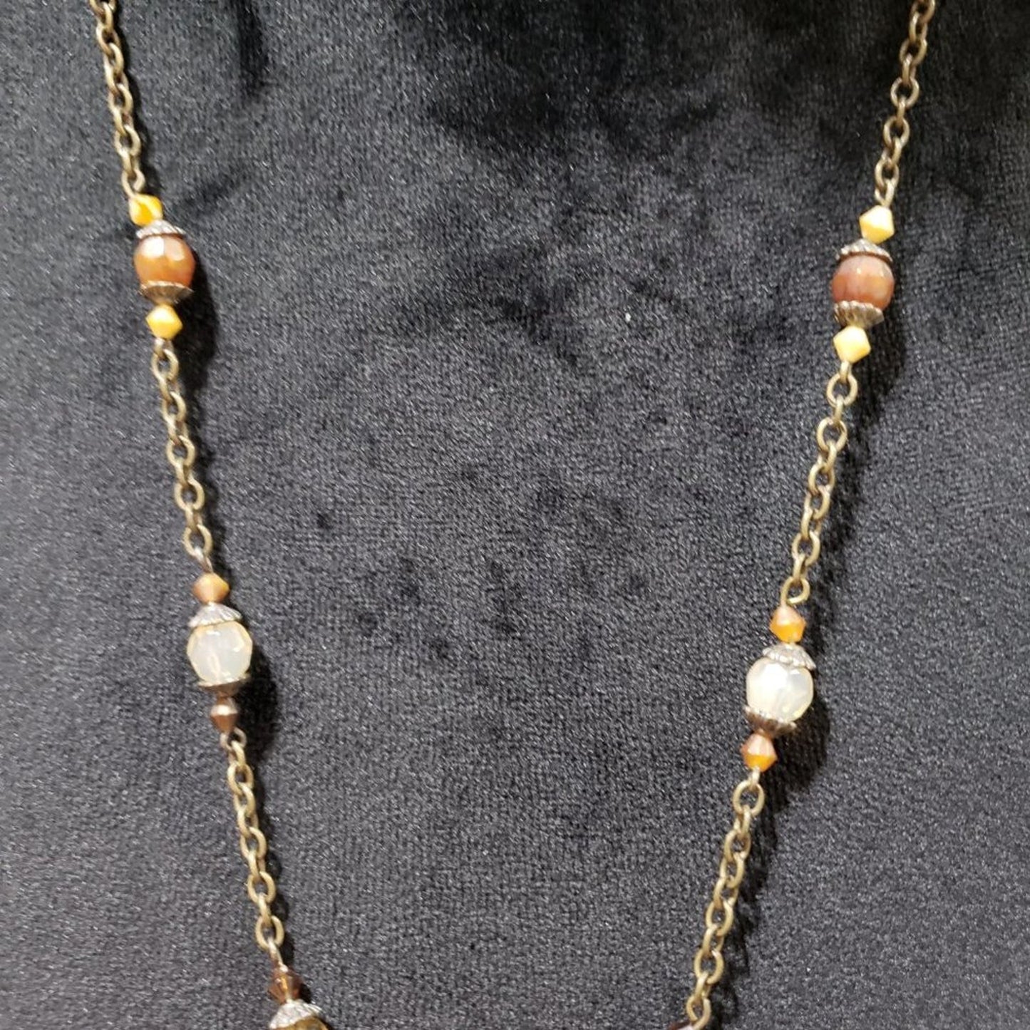 Women Multicolor Glass Round Beaded Cross Pendant Necklace with Lobster Clasp