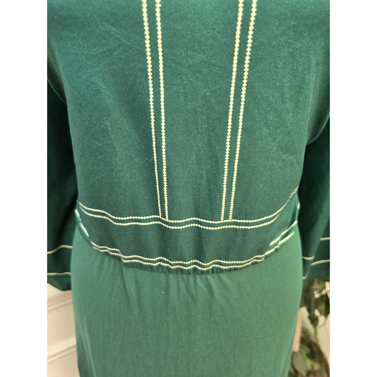 Shein Curve Fit & Flare Dress 2XL Green Patchwork Round 3/4 Sleeve Drop Shoulder