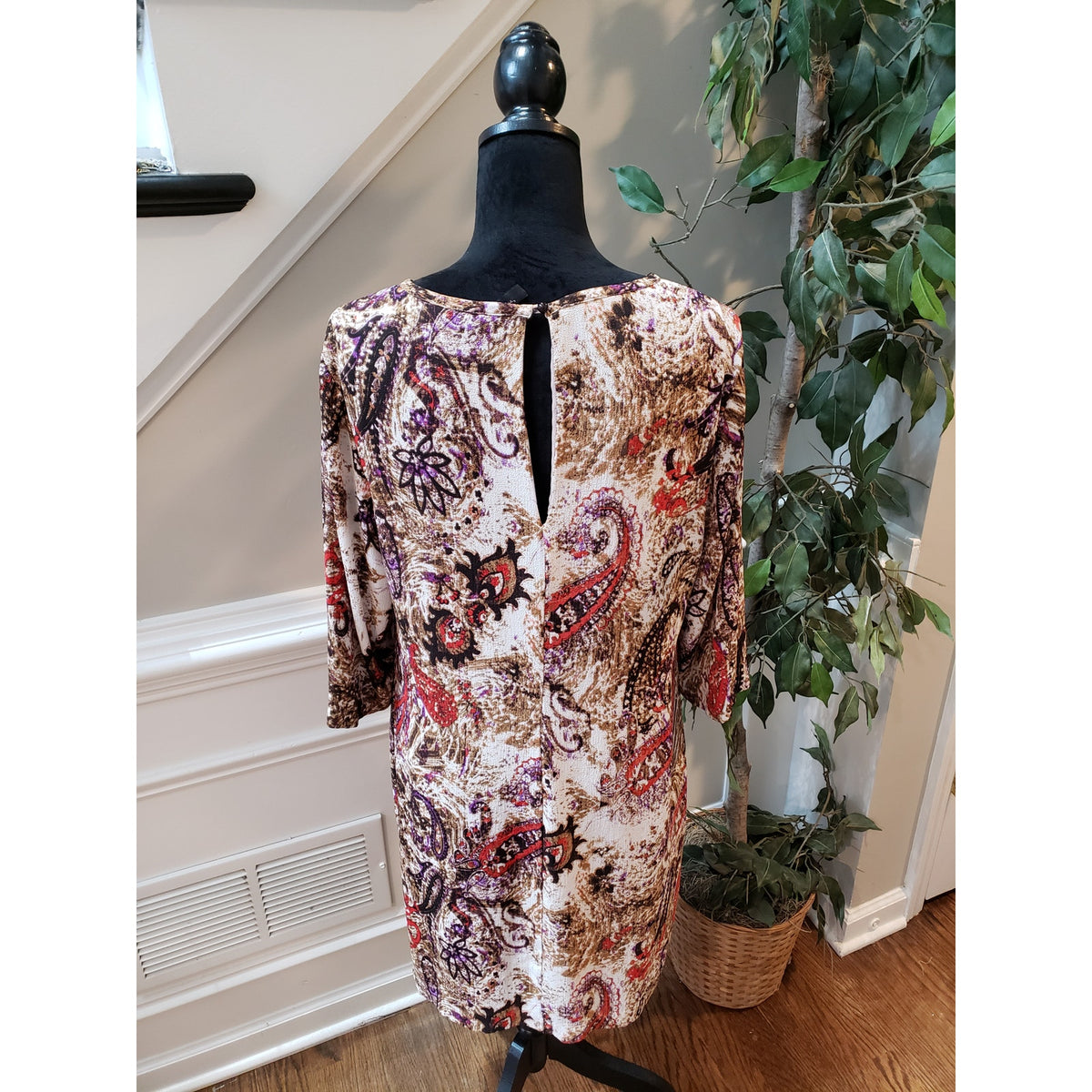 KUT from the Kloth Dress Women 12 Multicolor Paisley 3/4 Sleeve Lined Stretch
