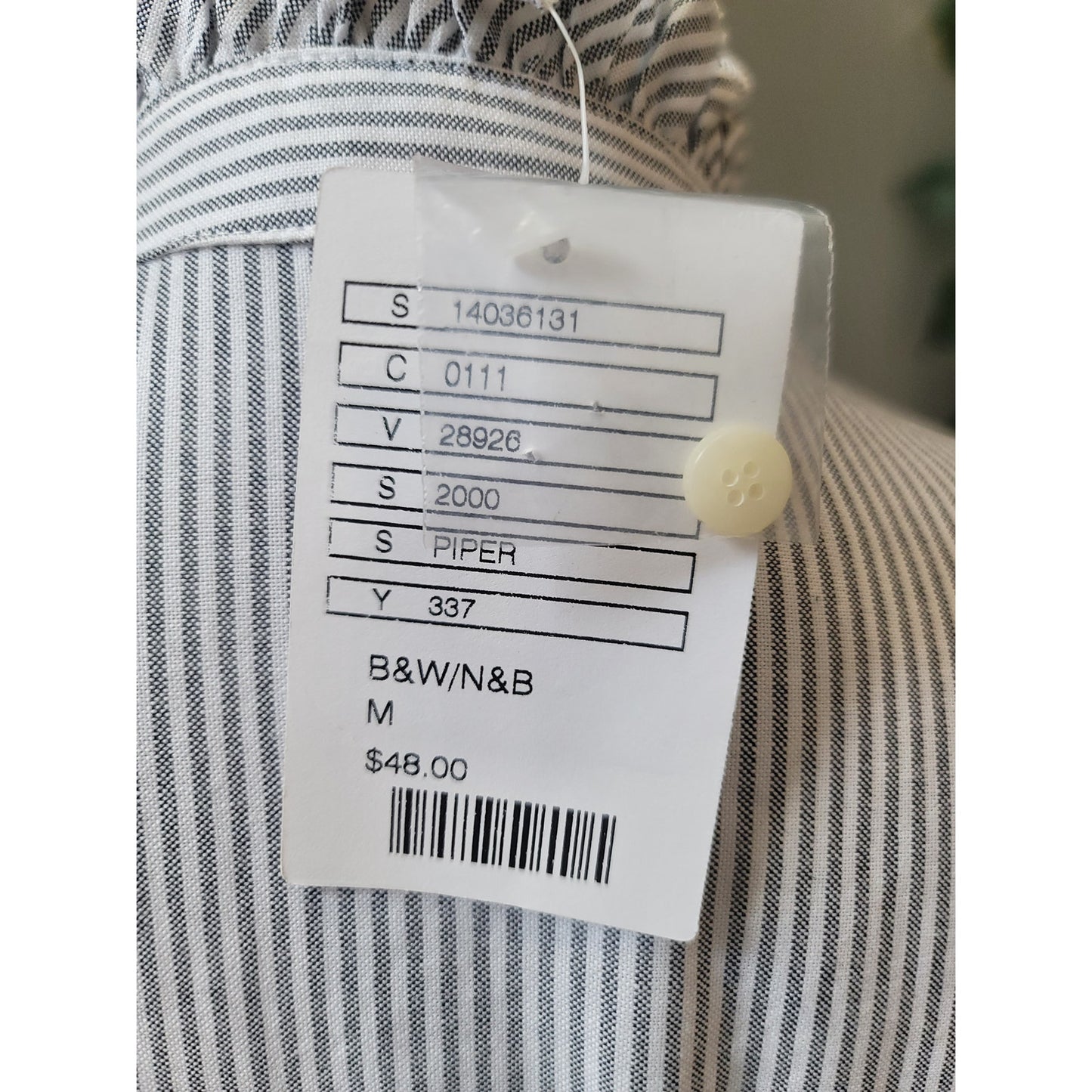 Kimchi and Blue Blouse Women Medium White Black Striped Ruffle Button Down Top