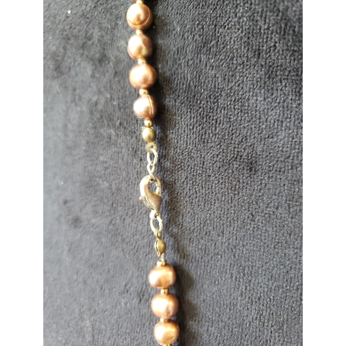 Vintage Amber Yellow Brown Beaded Necklace Faceted Glass & Faux Pearls
