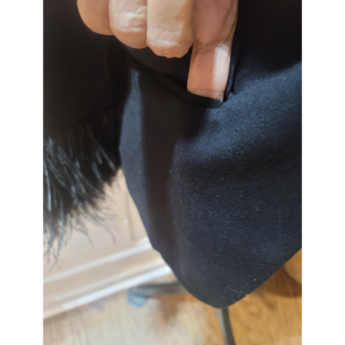 Chicos Blazer Jacket Women's Size M Black Single Button Feather Cuff Flap Pocket