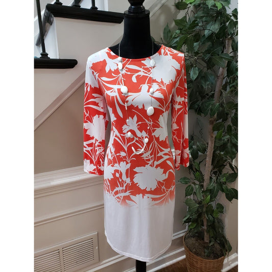 Covington Womens Multicolor Polyester Round Neck Long Sleeve Knee Length Dress M