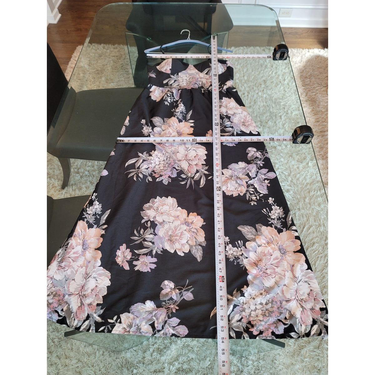 Band of Gypsies Maxi Dress Women's Large Black Floral Bustier Bodice Strappy