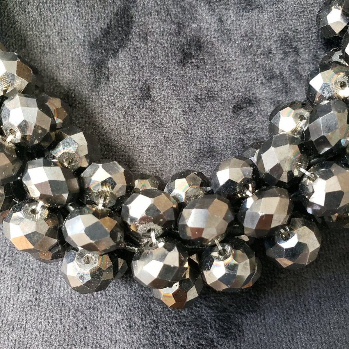Womens Fashion Black Crystal Bead Collar Statement Necklace with Lobster Clasp