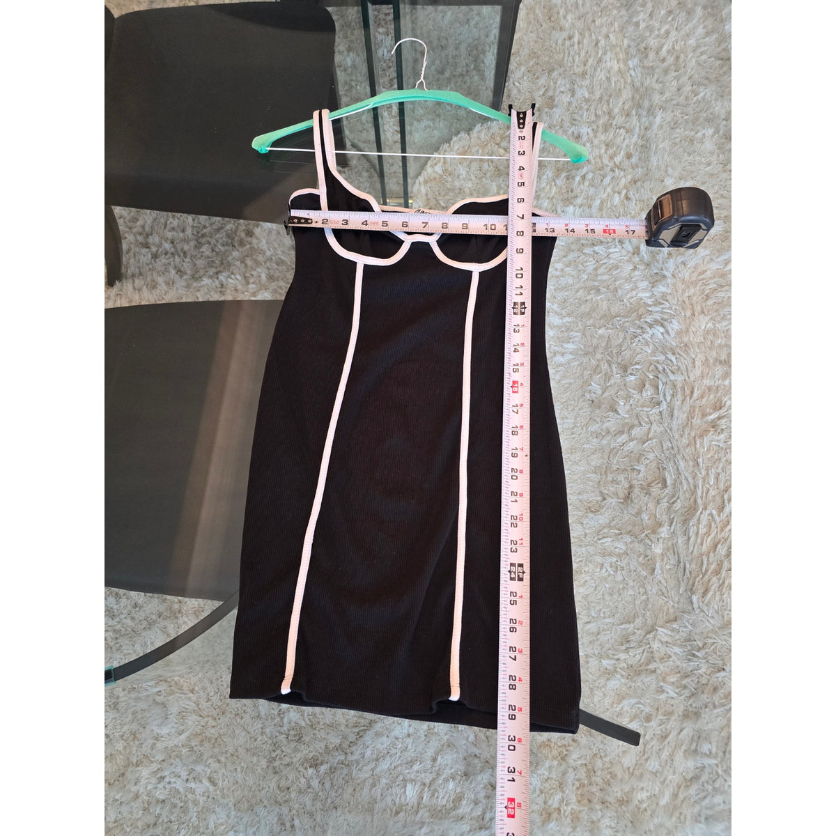 Bodycon Mini Dress Women Chest Small Black/White Ribbed Seamless Back Sleeveless