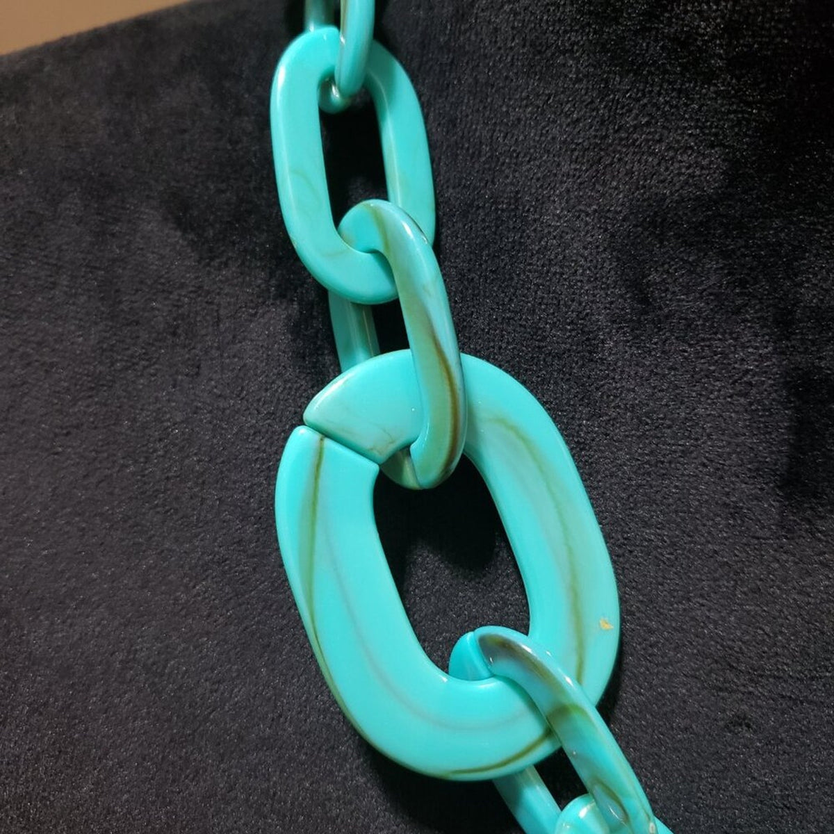 Womens Green Marble Link Cluster Chain Necklace Jewelry with Lobster Clasp