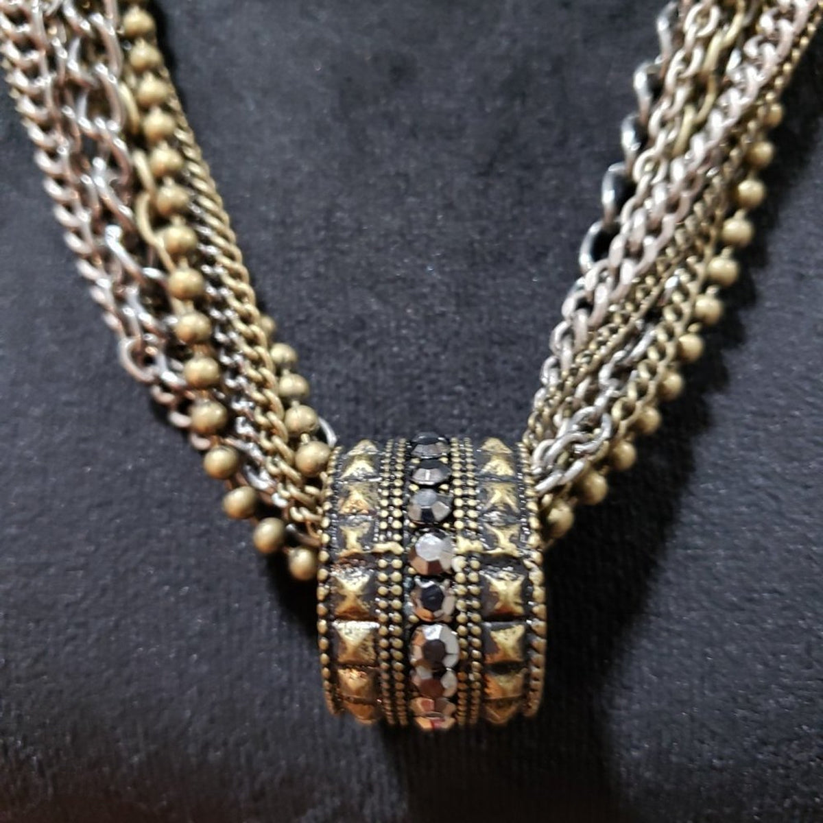 Womens Fashion Multi Rows Chain Round Shaped Pendant Necklace with Lobster Clasp