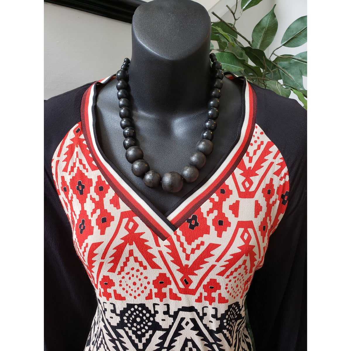 Scotch and Soda Knee Length Dress Womens Multi Geo Print Viscose Split V Neck