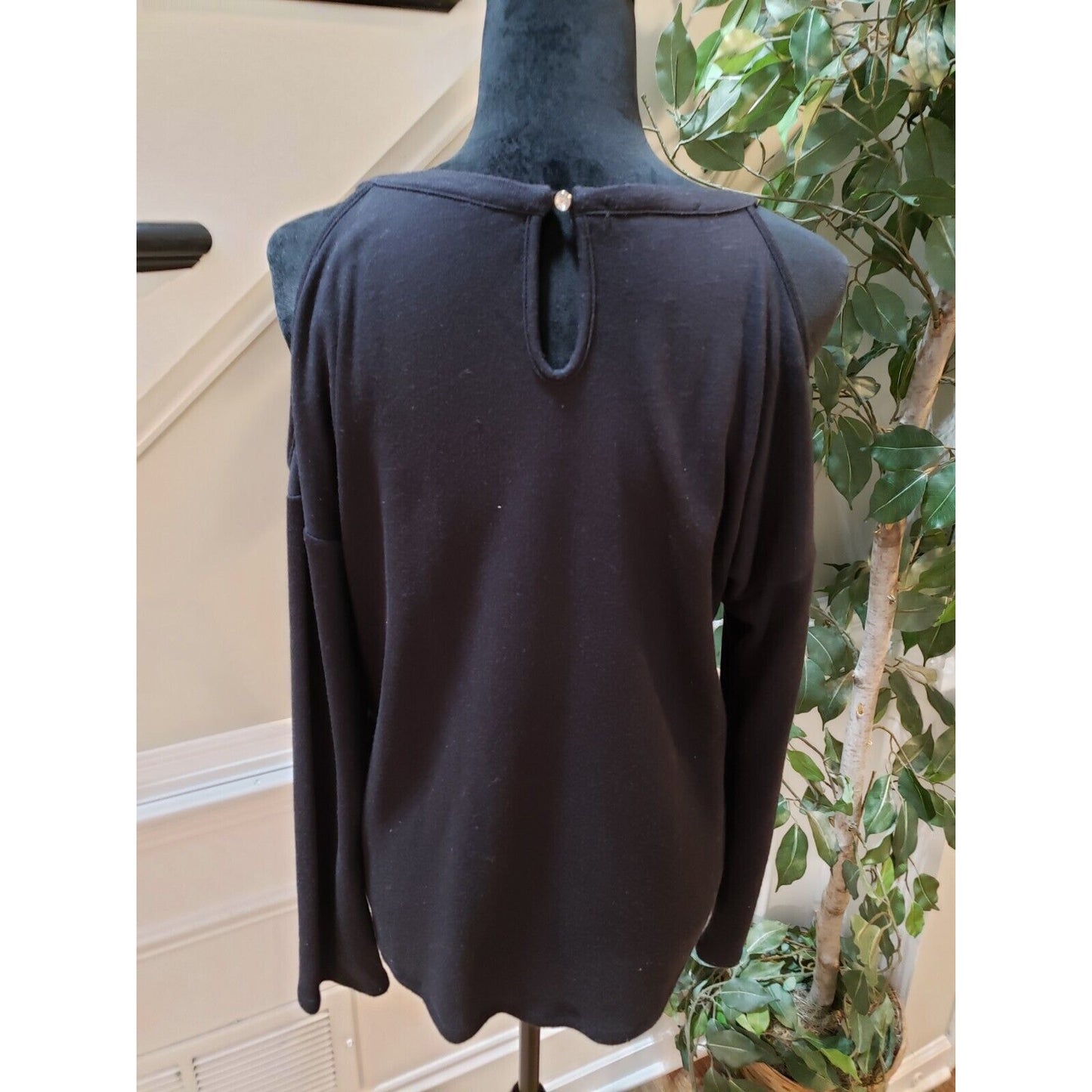 I.N.C. International Concepts Black Rhinestone Cold Shoulder Sweater Small