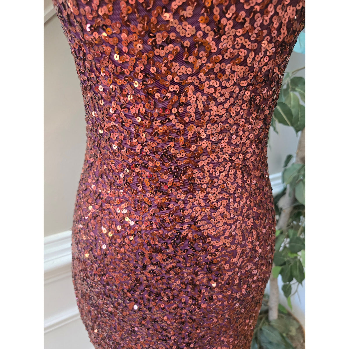 B. Darlin Mini Dress Women's Chest Small Red Sequin Open Back Spaghetti Straps