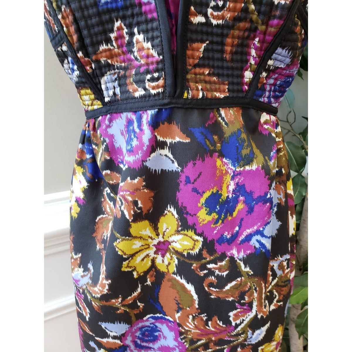 Xhilaration Fit & Flare Dress Women's Size XL Multi Floral Stretch Smocked