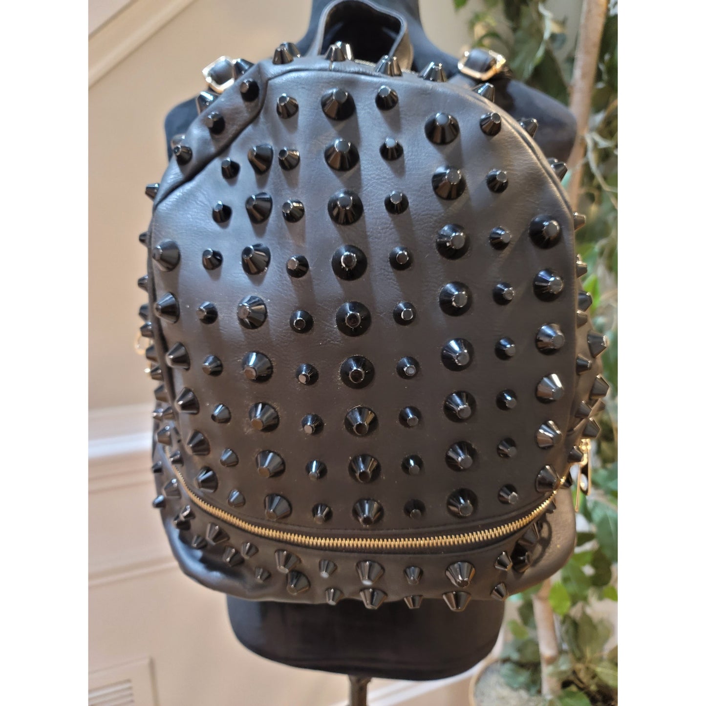 Traci Lynn Backpack Black Stud n' Chic Faux Leather Shoulder Bag Zip Closure