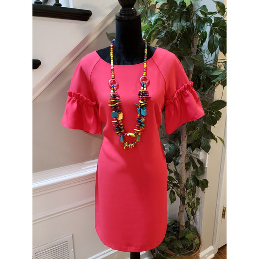 Banana Republic Womens Pink Short Sleeve Round Neck Knee Length Shift Dress S