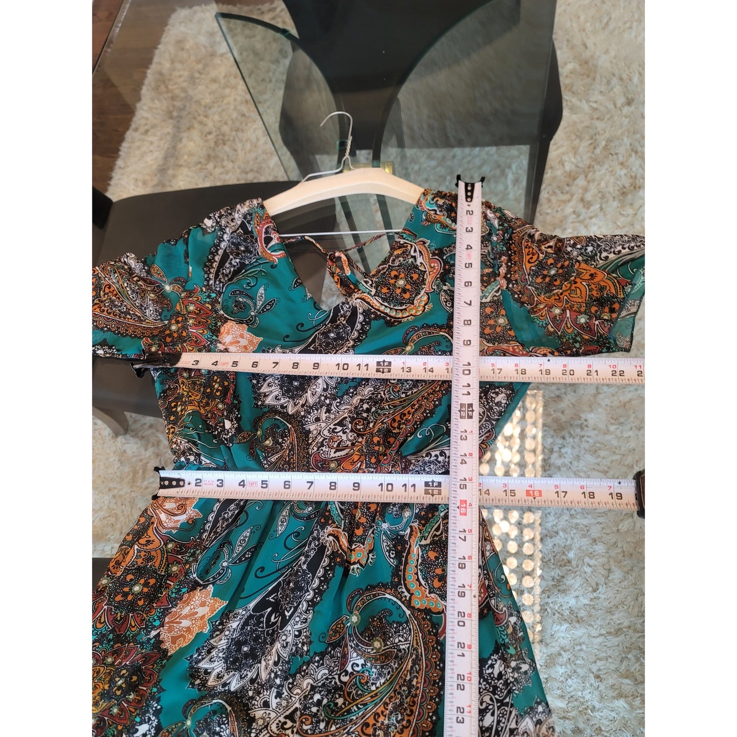 Sweet Storm Dress Womens Medium Teal Multicolor Paisley Boho Casual Lightweight