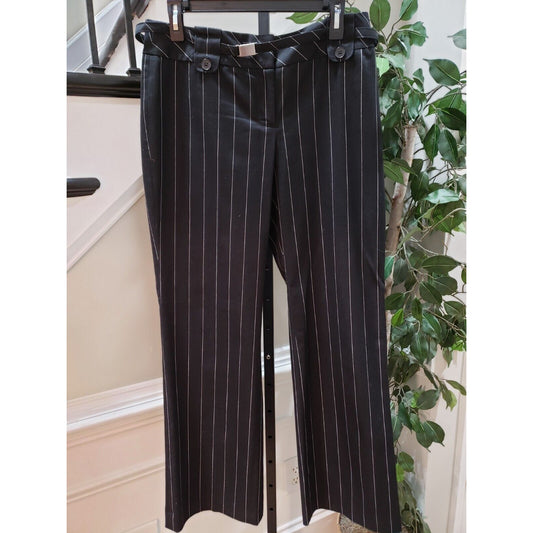 Ann Taylor Womens Black Striped Cotton Casual Belt Loops Wide Legs Pants Size 6