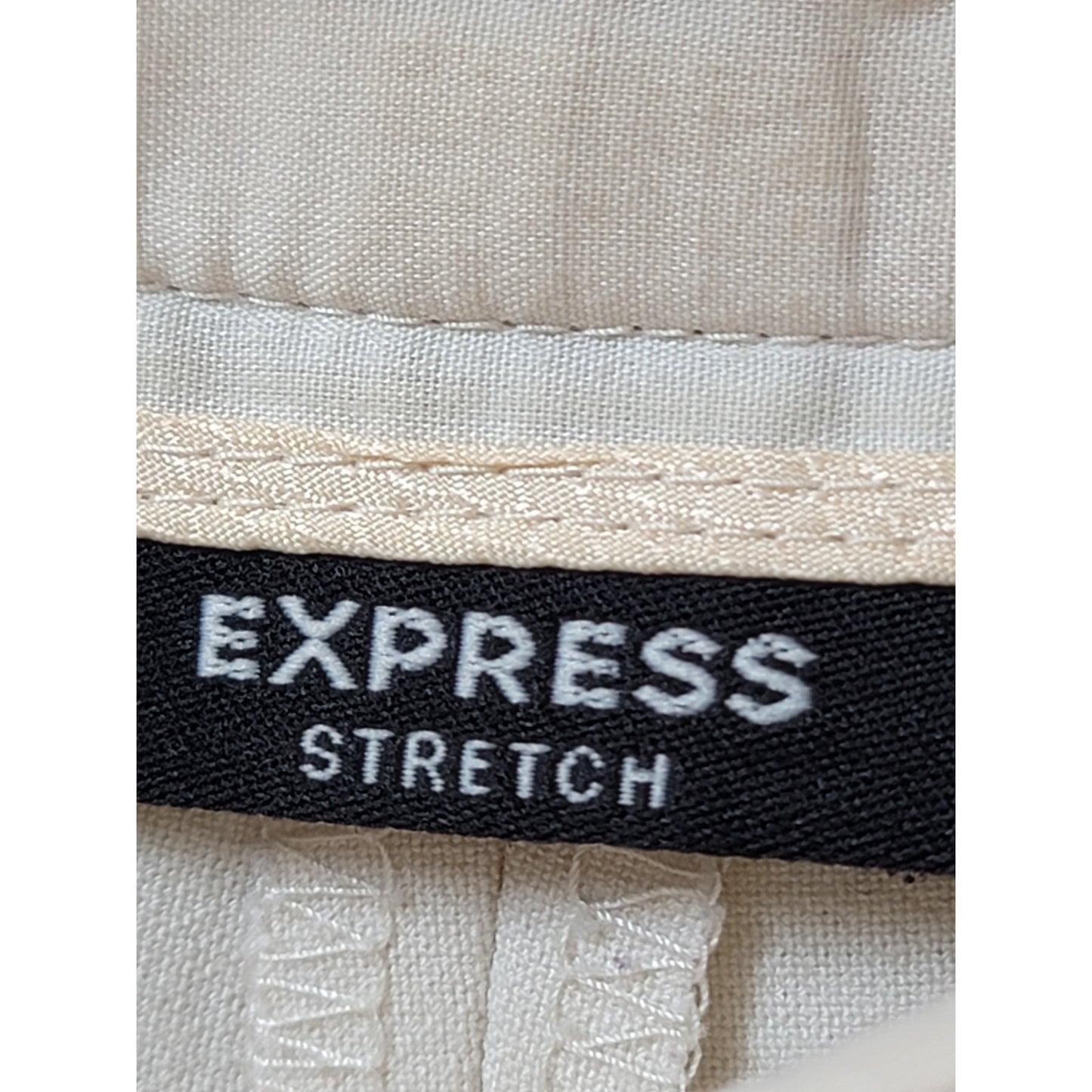 Express Trousers Women's Size 5/6 White Stretch Button Cuffed Flat Front