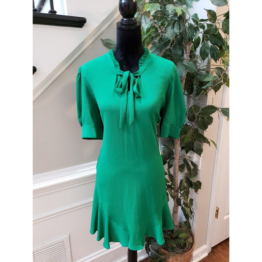 CeCe Womens Green Polyester Tie V Neck Short Sleeve Knee Length A Line Dress XL
