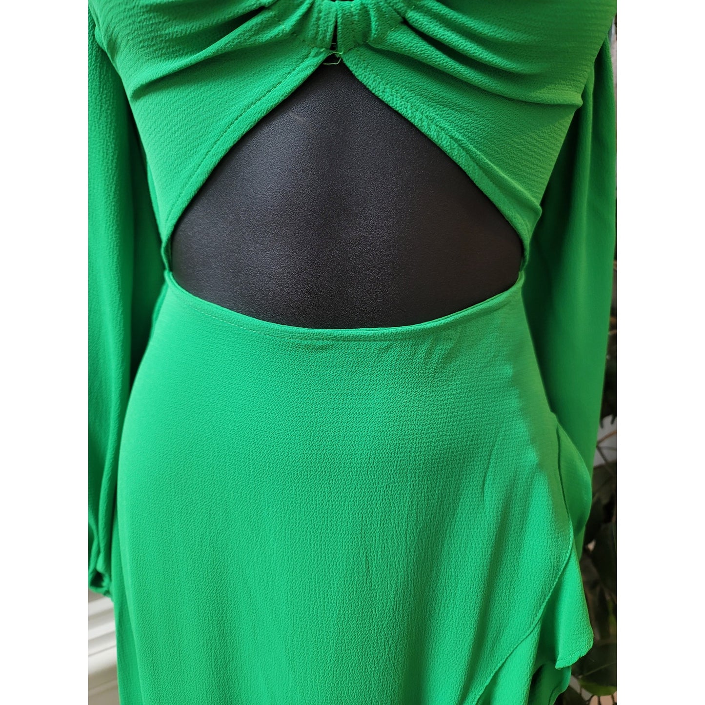 SHEIN Dress Women XS Green Ruffle Asymmetrical Off Shoulder Party Sexy