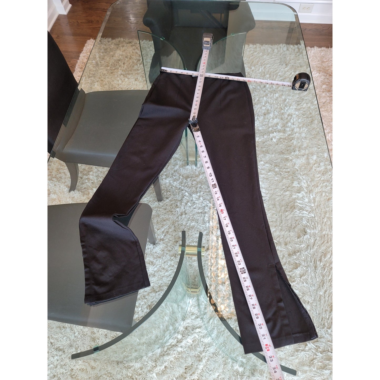 Zara Black Trousers Women's Size L Slim Fit Cotton Blend Work Office Pants