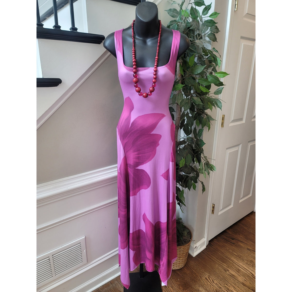 ASOS Maxi Dress Women's 4-6 Purple Floral Square Asymmetrical Hem Casual Party
