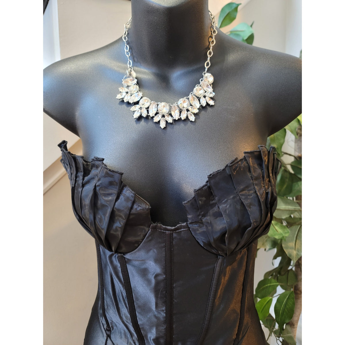 PrettyLittleThing Strapless Satin Jumpsuit Women's US 4 Black 100% Polyester