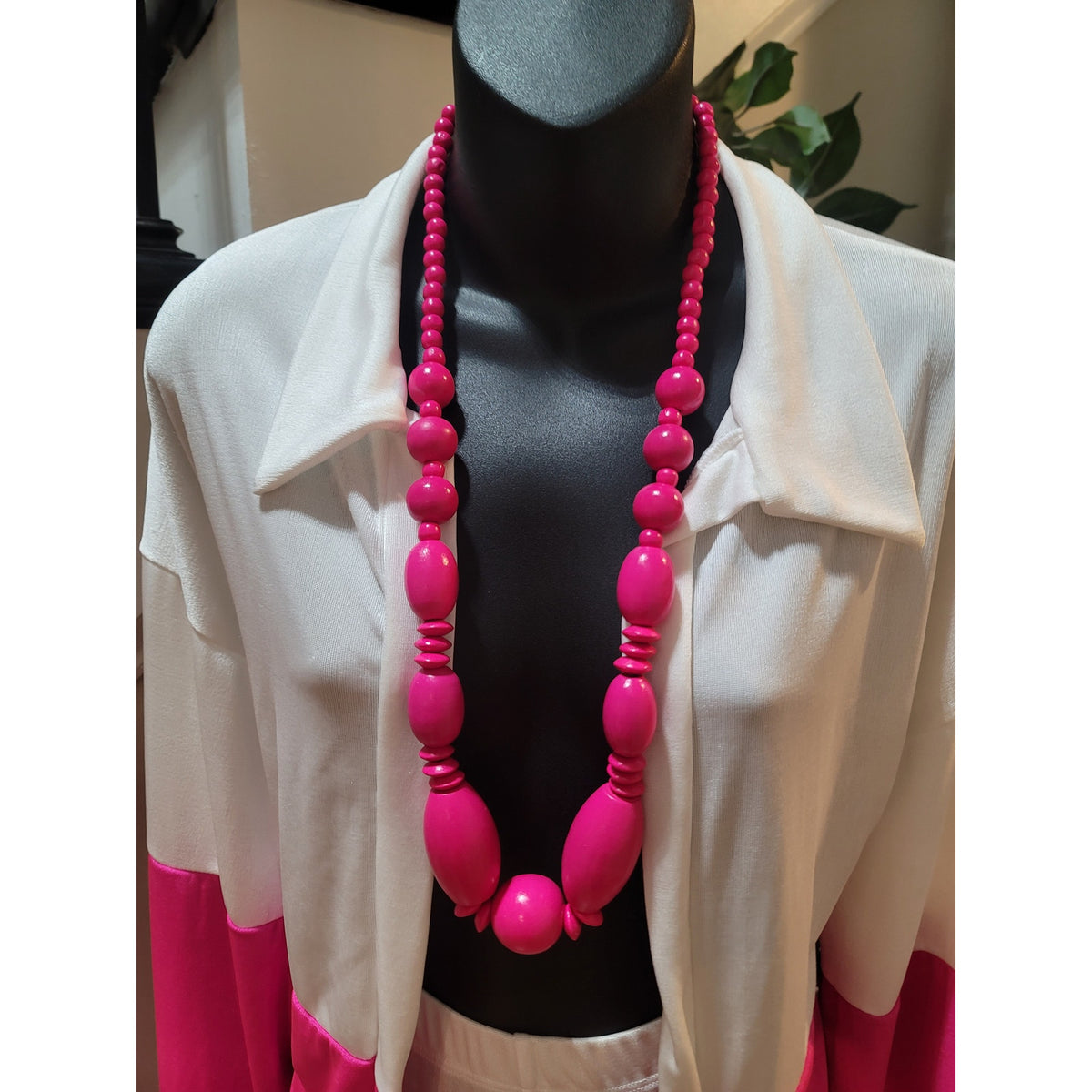 Itzy Cardigan Set Women's Large White/Pink Colorblock Open Front Drop Shoulder