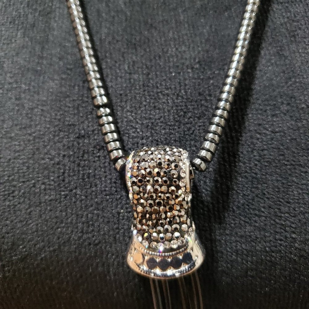 Womens Fashion Silver Bead Negligee Pendant Drop Pearl Necklace w/ Lobster Clasp
