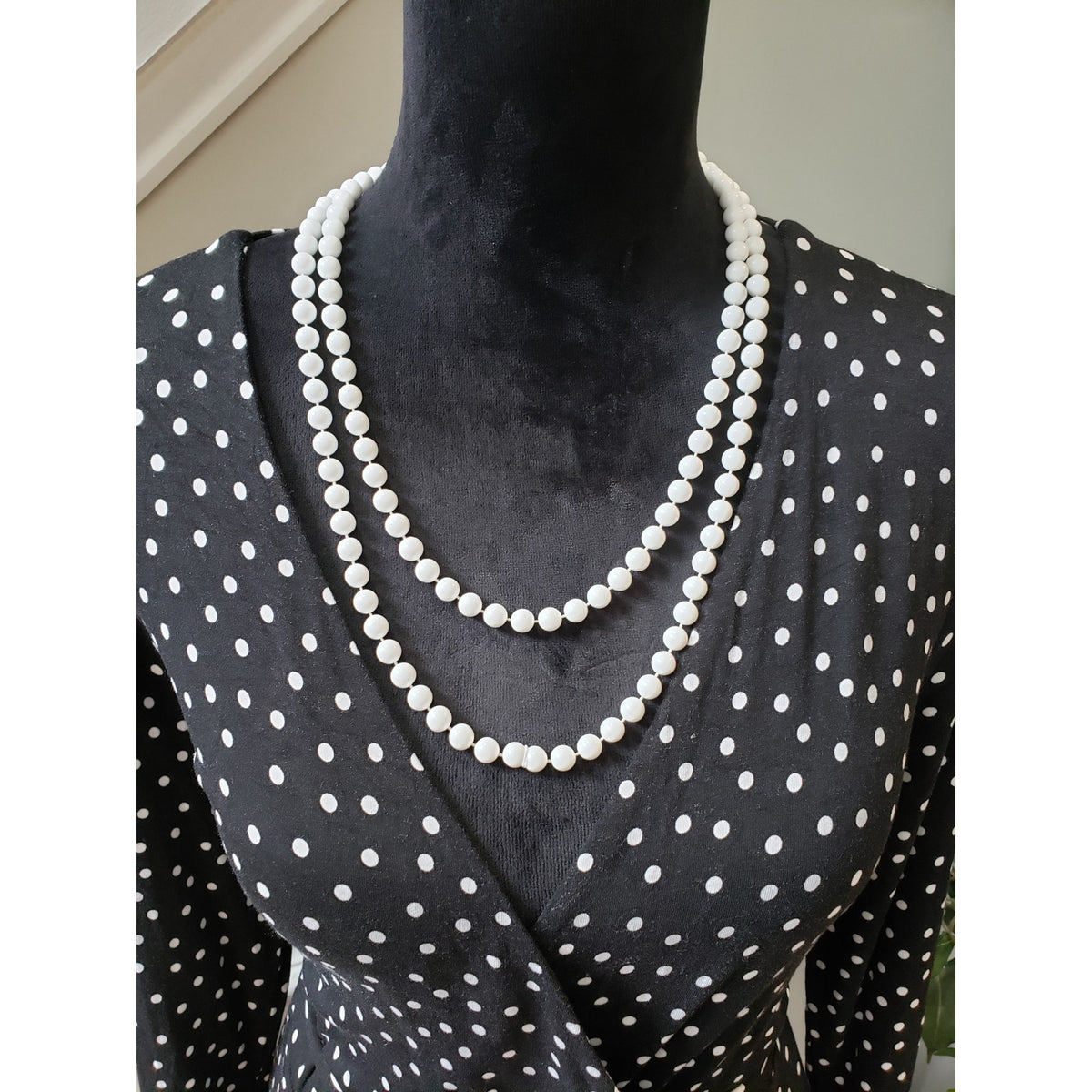 A New Day Polka Dot Dress Women's M Black White Wrap Belted Long Sleeve