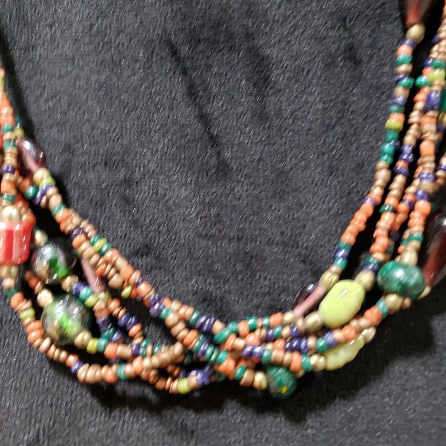 Womens Fashion Multicolor Resin Bone Beads Long Collar Necklace with Pearl Clasp