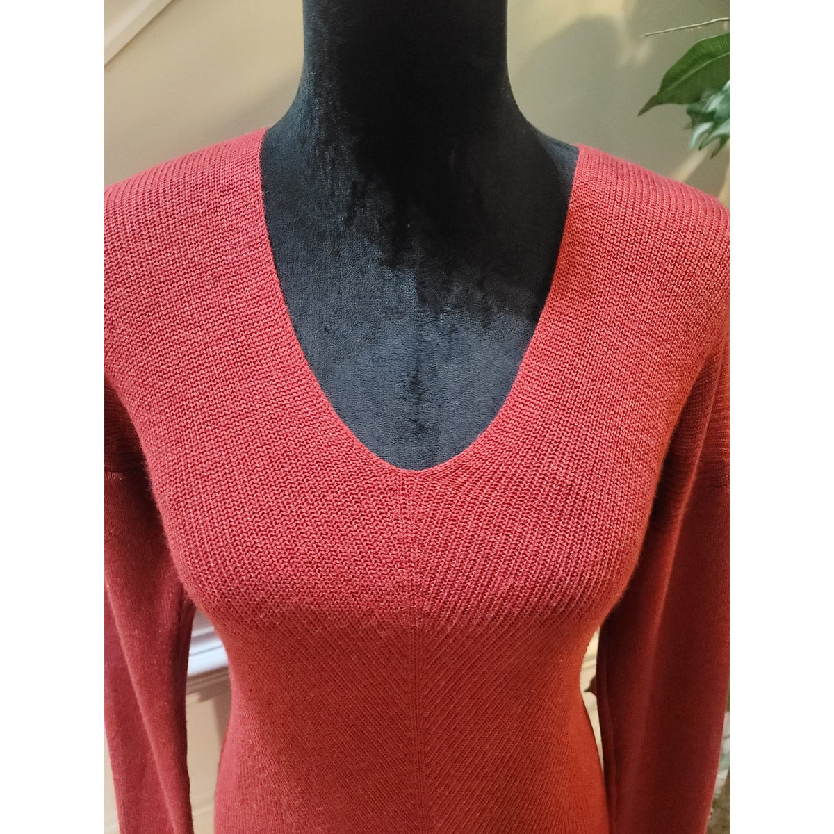 WHBM Tunic Sweater Women's Small Heather Bloodstone Drop Shoulder Ribbed Hem