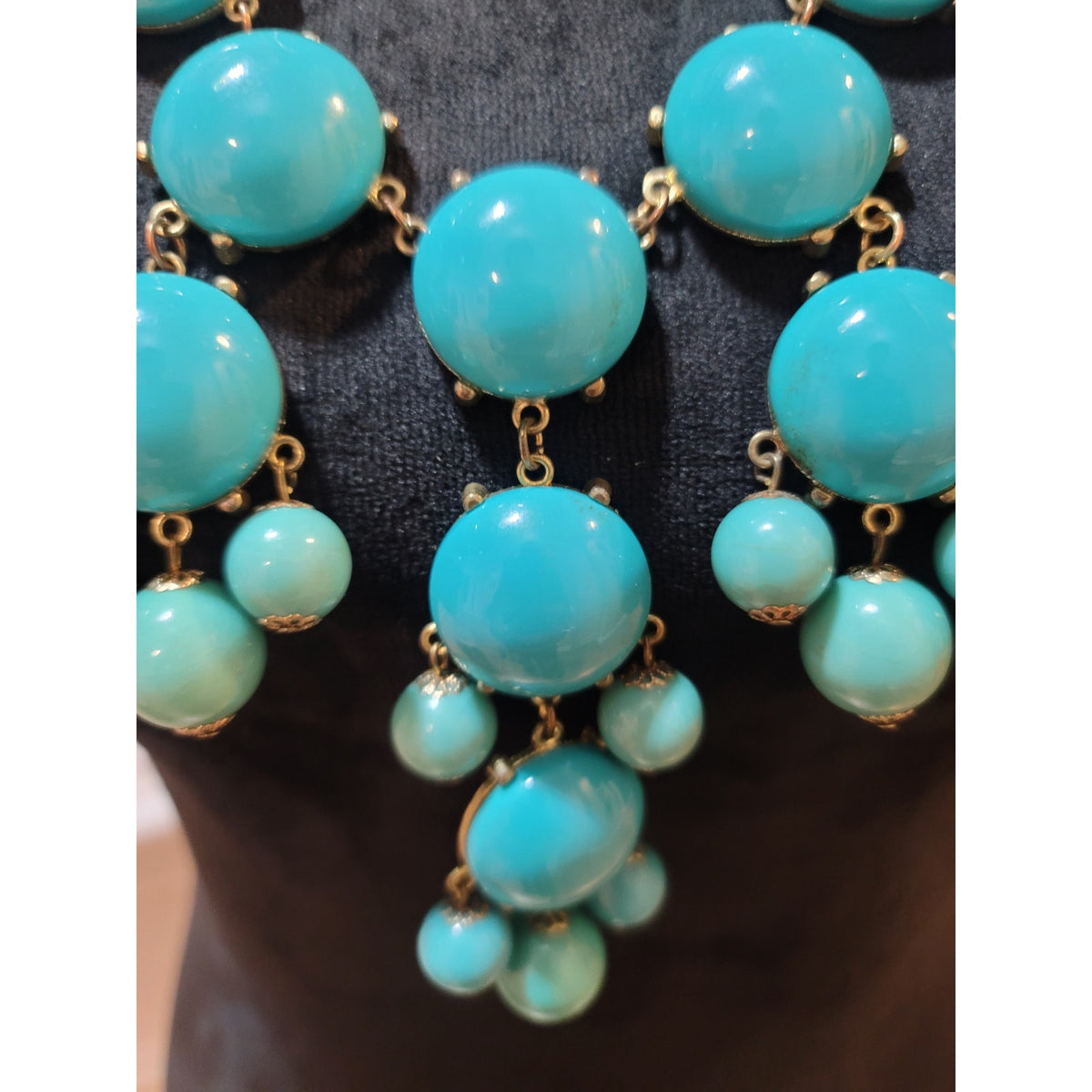 Women's Turquoise Beaded Statement Necklace With Lobster Clasp Lock Jewelry Gift