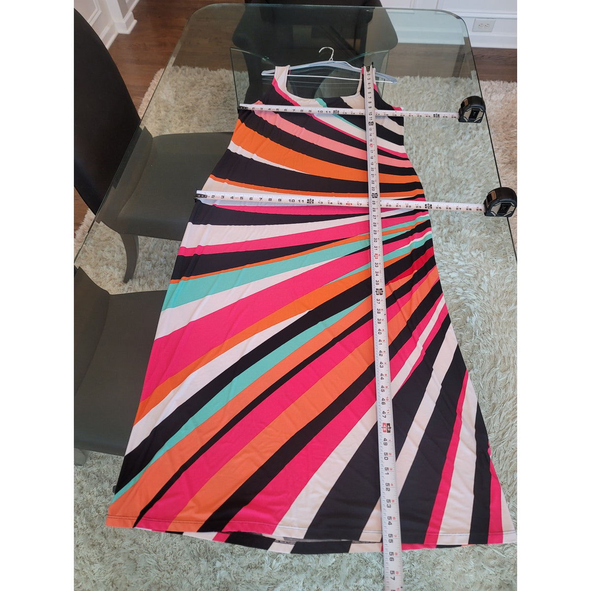Glamour Maxi Dress Women's 18 Multi Stretch Striped Sunset Strip Scoop Casual