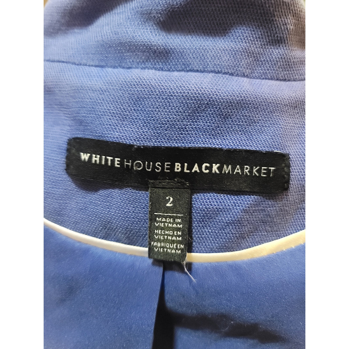 White House Black Market Cropped Jacket Women's Size 2 Blue Military Shoulder